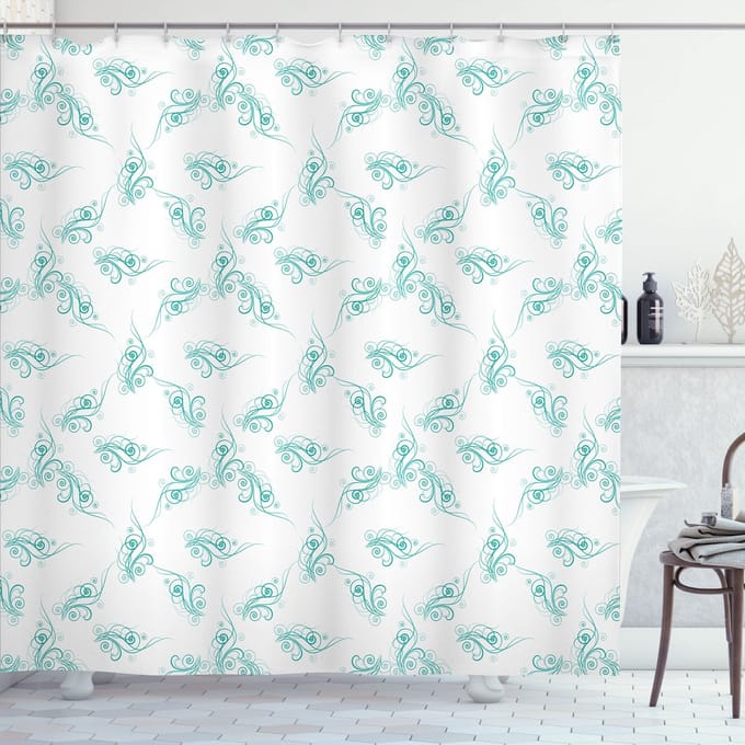 ABAKUHAUS douchegordijn – turkoois – 175 x 200 cm – moderne polyester