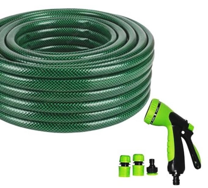 Flexibele Tuinslang 30M - Versterkte PVC Slang met Connectoren voor Buiten