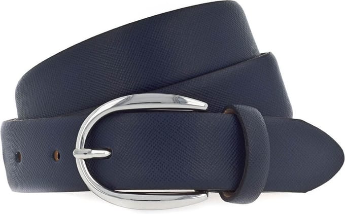 Vanzetti Leren Riem Classics 30mm Cambered Leather Belt W75 Nightblue Blauw