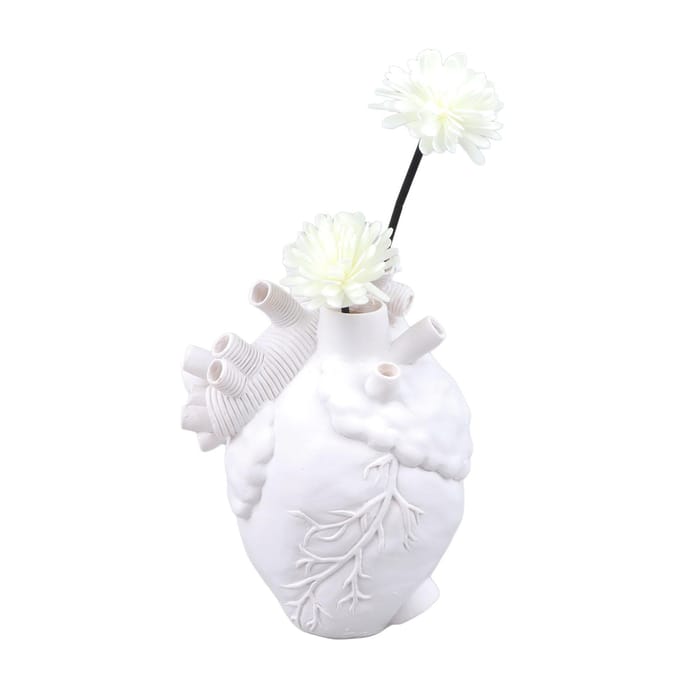 Creatieve Anatomische Hart Vazen Hars Sculptuur Hartvormige Kunst Bloemvazen Desktop Thuis wit