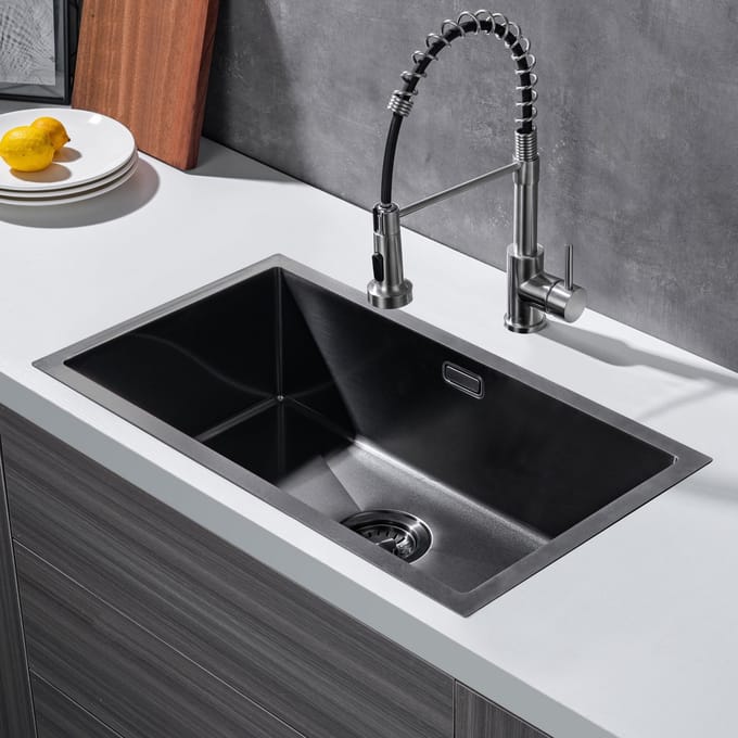 LOMAZOO Sierra RVS Spoelbak - Luxe & Functioneel - Gun Metal Finish - Inclusief Accessoires - 70 x 40 cm