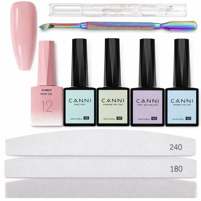 Canni - Rubberbase - Set - 10-delig - HEMA-vrij - TPO-vrij - Rubber base - Rubber base coat - Rubber base gellak - Rubber base gel - Rubberbase gellak - Rubberbase clear