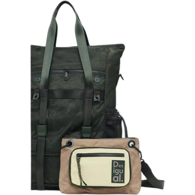 Desigual schoudertas rugzak Neo Grunge Voyager Nylon Backpack Khaki kaki