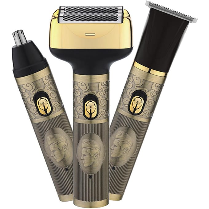 3-in-1 Elektrische Reciproque Scheerapparaat Neushaar Trimmer Vintage Kappers Clippers goud