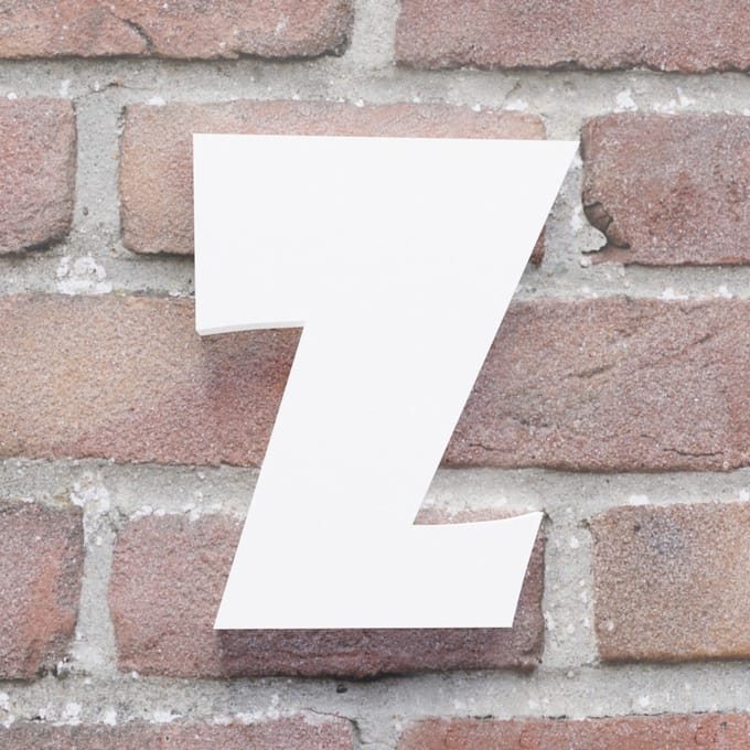 Huisnummer Showcard Z wit - Huisnummerbord - 20 cm - zelfklevend