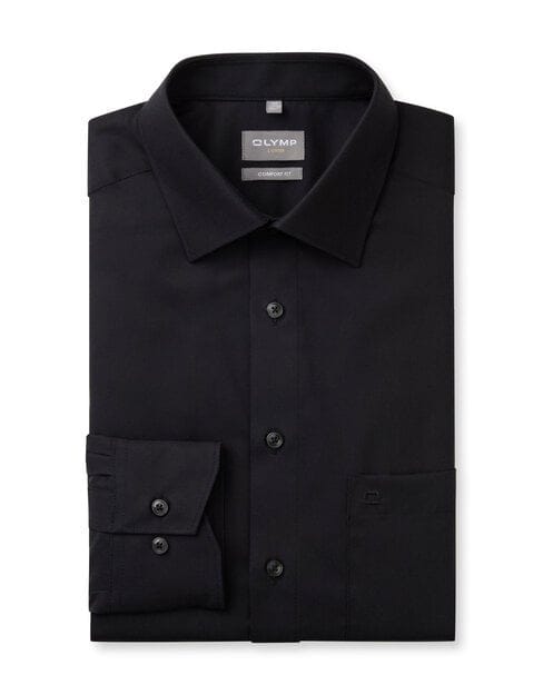OLYMP Luxor Overhemd, Comfort Fit, New Kent, Zwart