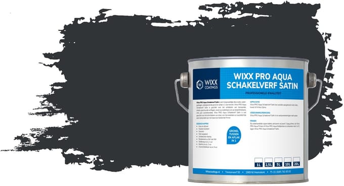 Wixx PRO Aqua Schakelverf Satin - 20L - RAL 7021 | Zwartgrijs