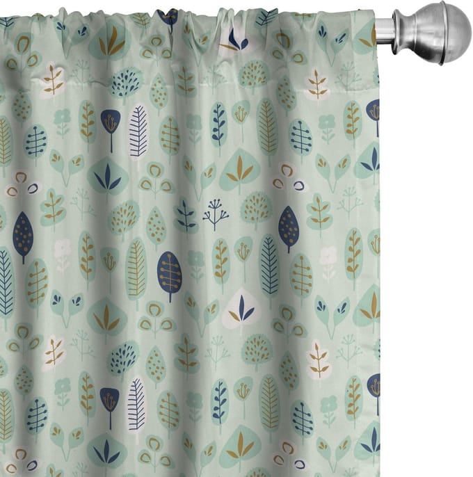 ABAKUHAUS Bosgordijnen – 2x75x245 cm – microvezel – halfdonker, heldergroen multicolor