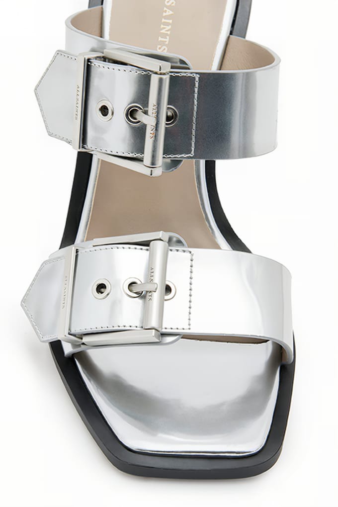 AllSaints Camille Mule Metallic Silver Taglia: 36 | Infradito Outlet | Donna | Grigio