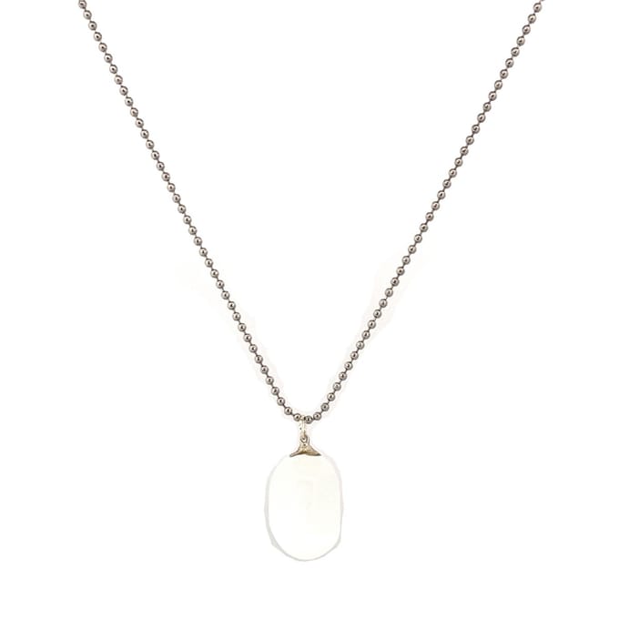 Heaven Eleven - dames ketting - ballchain RVS - bergkristal - 74cm