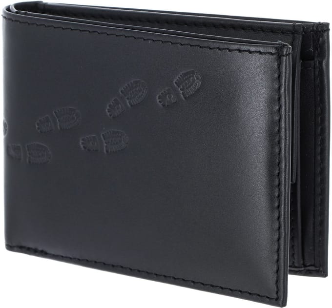 oxmox Leren portemonnee Leather RFID Protect Pocketbörse Footsteps 2.0 Embossed Black zwart