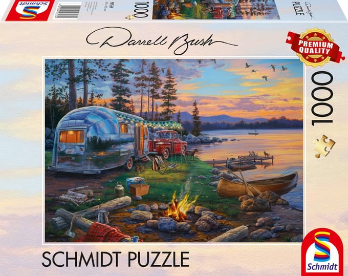 Schmidt - Legpuzzel - Idyllische camping aan het meer - Darrell Bush - 1000 stukjes - Volwassenen - vanaf 12 jaar