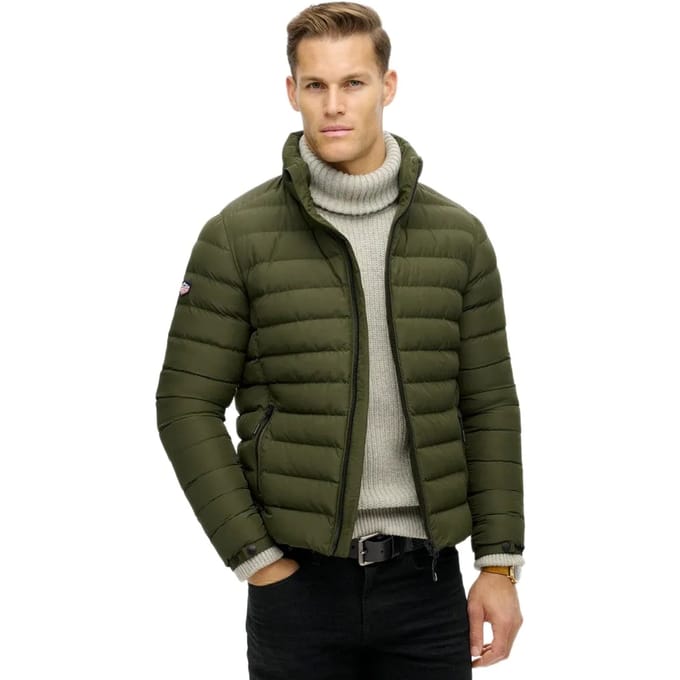 Superdry Fuji Print Padded Jacket Heren Jas - Dark Moss Green - Maat Xl