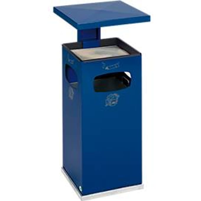 Combi-asbak B32, met dak, incl. binnenwerk, blauw