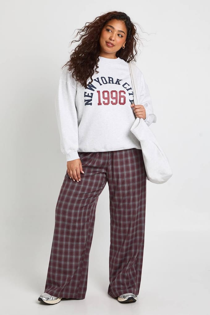 boohoo Dames Plus New York City Oversized Sweatshirt | Asgrijs | Maat: 48