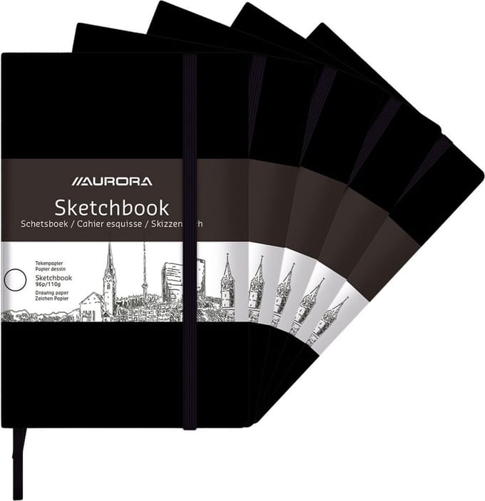 Aurora Schetsboeken - 210x285mm - A4 - Blanco tekenpapier - 110g - 96 Bladzijden - 10 stuks