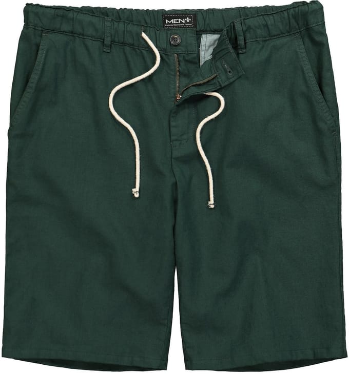 Men Plus - Heren - Linnenmix-Bermuda relaxed fit elastische tailleband - Donkerpetrol - Maat 60