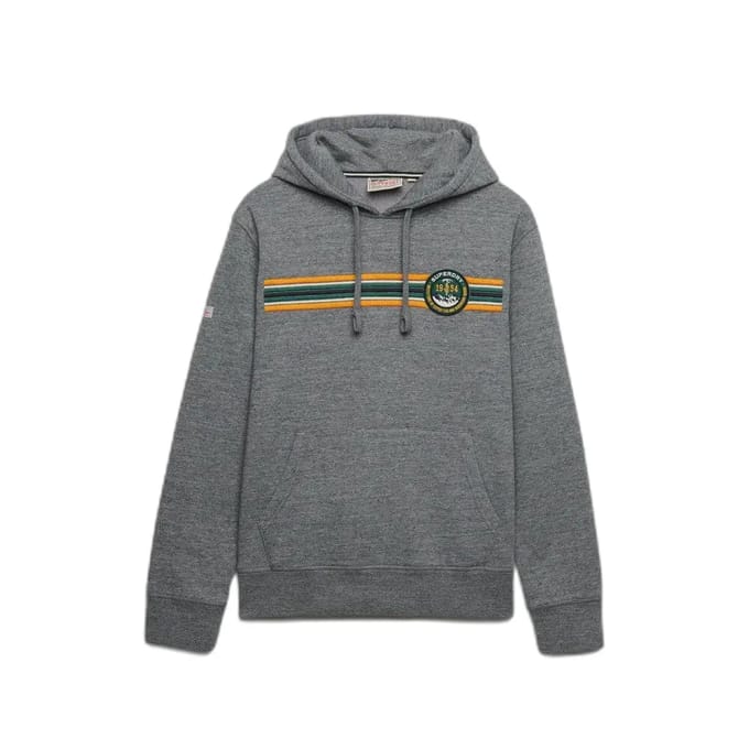 Superdry Outdoors Stripe Logo Hoodie Relaxed Pasvorm Grey Grootte: M