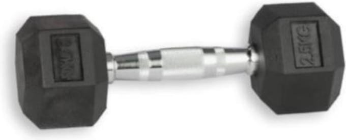 GorillaGrip Hex dumbbell 2,5 kg per stuk - Hexa halter rubber