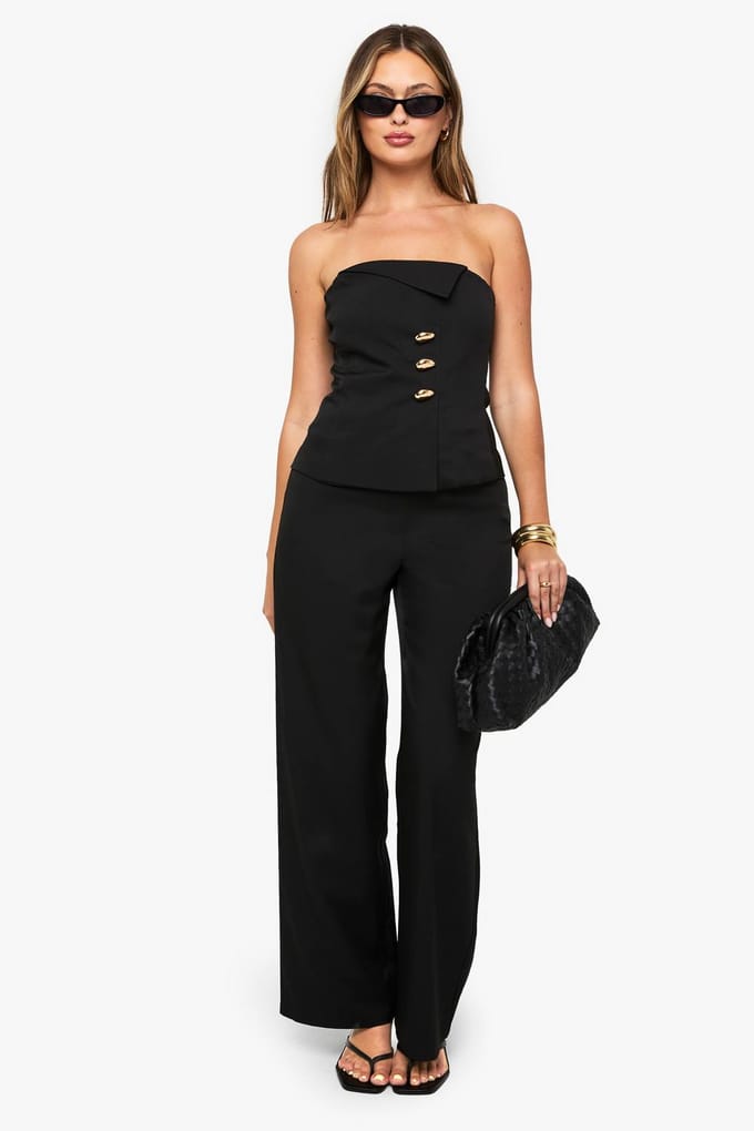 boohoo Dames Gouden hardware bandeau getailleerd vest | Zwart | Maat: 40