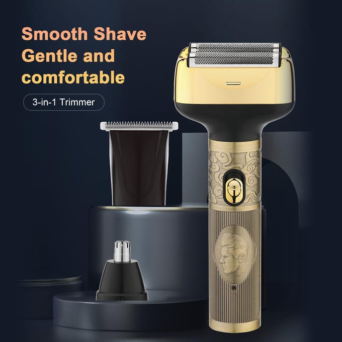3-in-1 Elektrische Reciproque Scheerapparaat Neushaar Trimmer Vintage Kappers Clippers goud