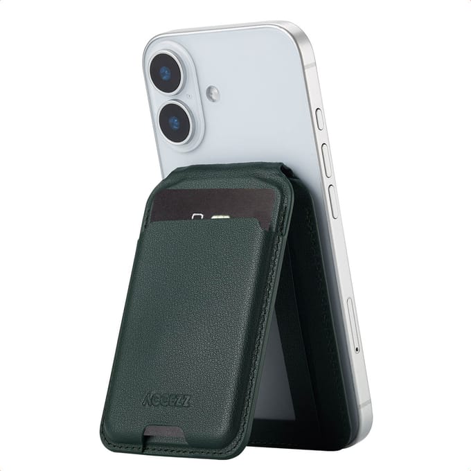 Accezz Leren Wallet met standaard - Geschikt voor MagSafe en Qi2 - Cedar Green