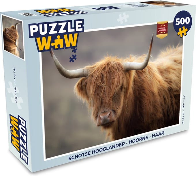 Puzzel Schotse Hooglander - Hoorns - Haar - Legpuzzel - Puzzel 500 stukjes