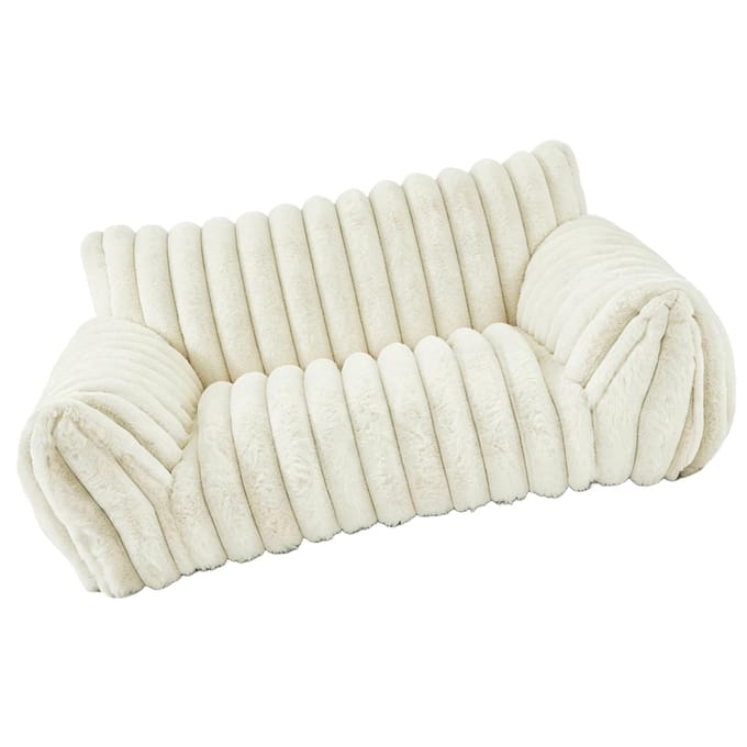 Hondenbank Huisdierbank met Rugleuning Warm Zacht Bed voor Katten Kleine Honden Wit M 75*50*20cm wit