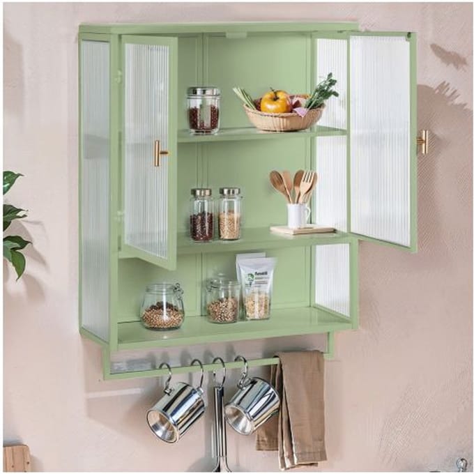 Armoire contemporaine - MUVOE - Buffet haut - 2 portes - Vert - Verre trempé vert