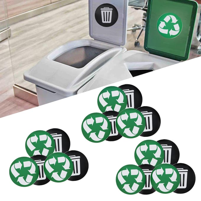 18 Stuks Prullenbak Sticker Bord Decal Zelfklevend Binnen Buiten Waterdicht Classificatie Label black