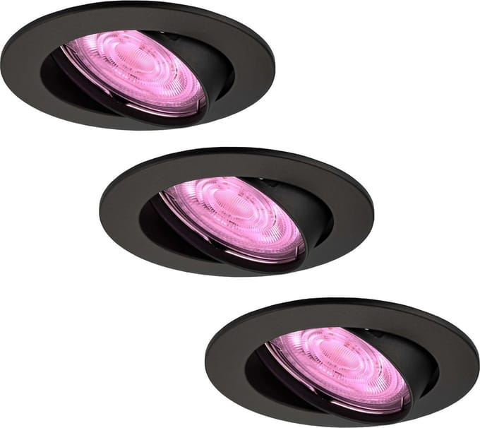 Ledvion - 3X SMART LED Inbouwspot Amsterdam - Zwart - Dimbaar