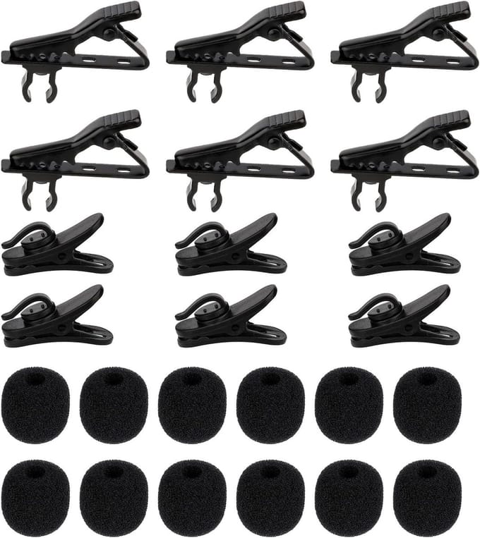 Famanu 24 stuks metalen microfoon stropdas clip microfoon windscherm microfoon draad clip kit, microfoon halsband clip vervangingen voor Lavalier microfoons