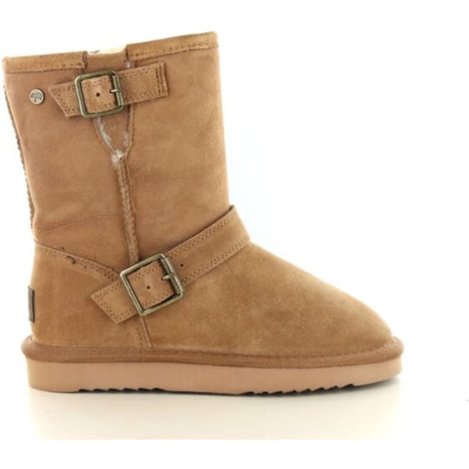 Warmbat Kangaroo Suede/DF boot Buckle Dames Laarzen - Cognac