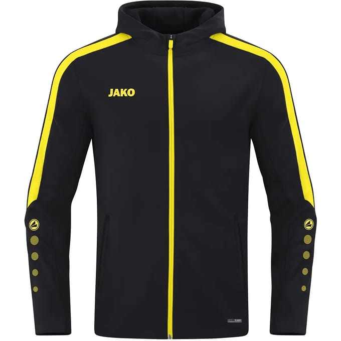 Jako Power Jas Met Kap Dames - Zwart / Geel | Maat: 34