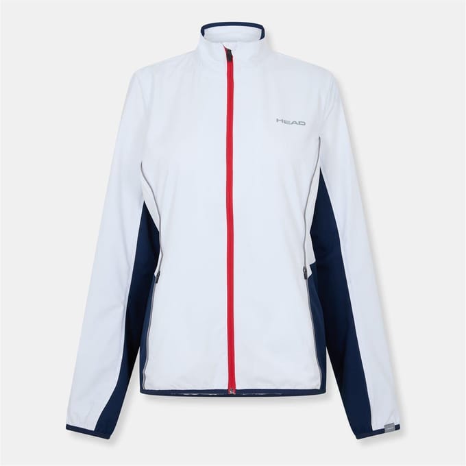 Head Dames-trainingsjas met volledige ritssluiting en clublogo (Wit, Rood)
