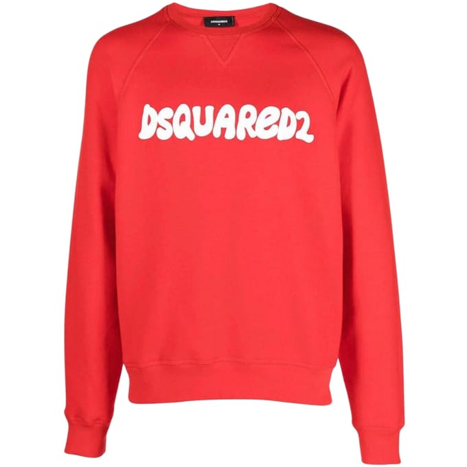Dsquared2 Cool Fit Sketch Logo Rode Trui Met Ronde Hals