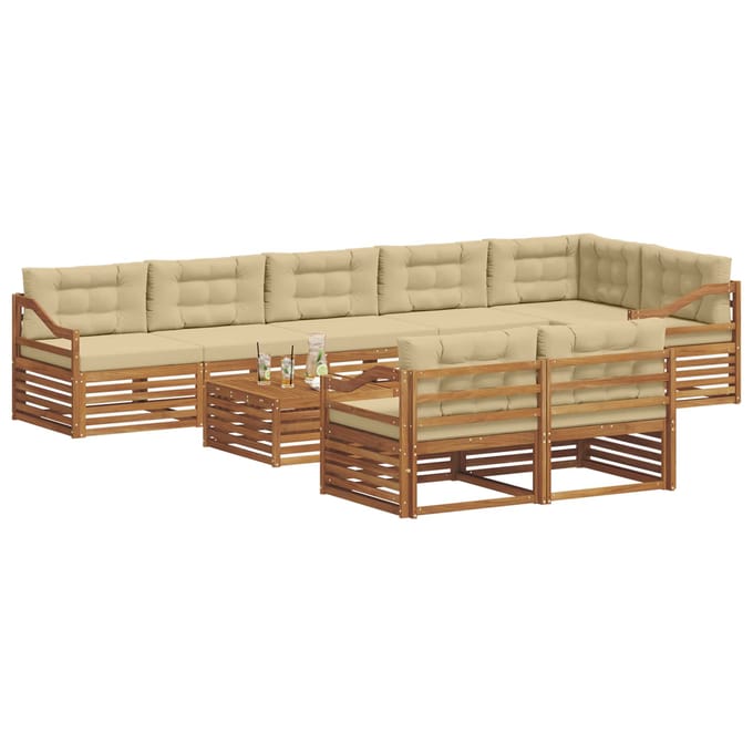 vidaXL - Buiten - bank - set - 9 - st - Natuurlijk - en - Beige