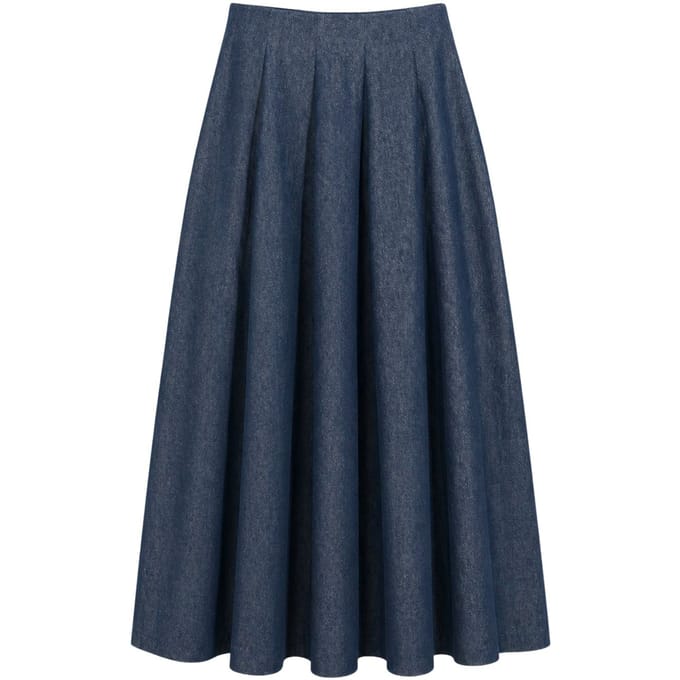 Hoge Taille A-Lijn Midi Jeansrok