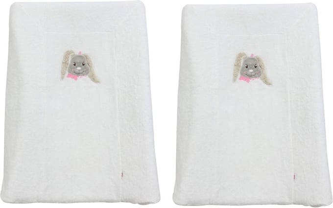 Konijntje - hoes voor aankleedkussen - 70x50 cm - roze - set van 2 stuks