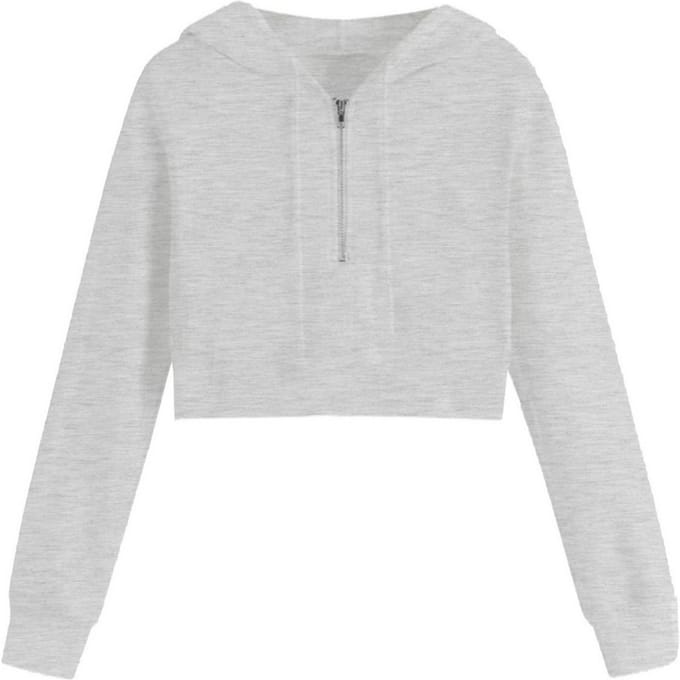 Miso Effen cropped hoodie voor dames (Grijs)