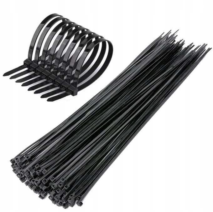 100x zwarte kabelbinders 3,6x300 mm - sterke plastic kabelbinders