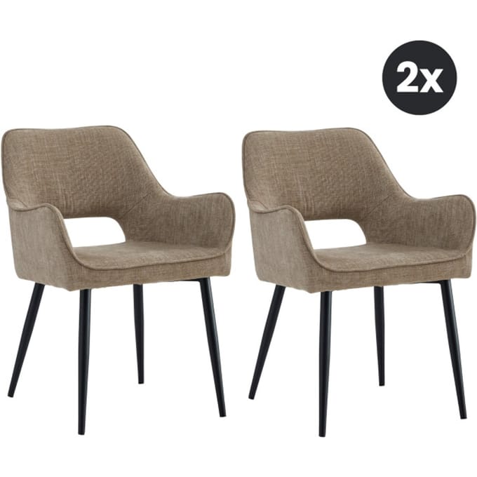 Multifurn 2x eetkamerstoel ray stof taupe
