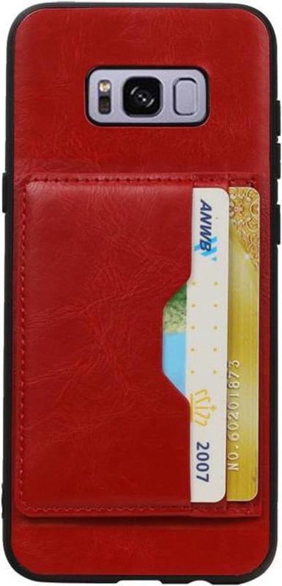 Rood Staand Back Cover 2 Pasjes Hoesje voor Galaxy S8 Plus