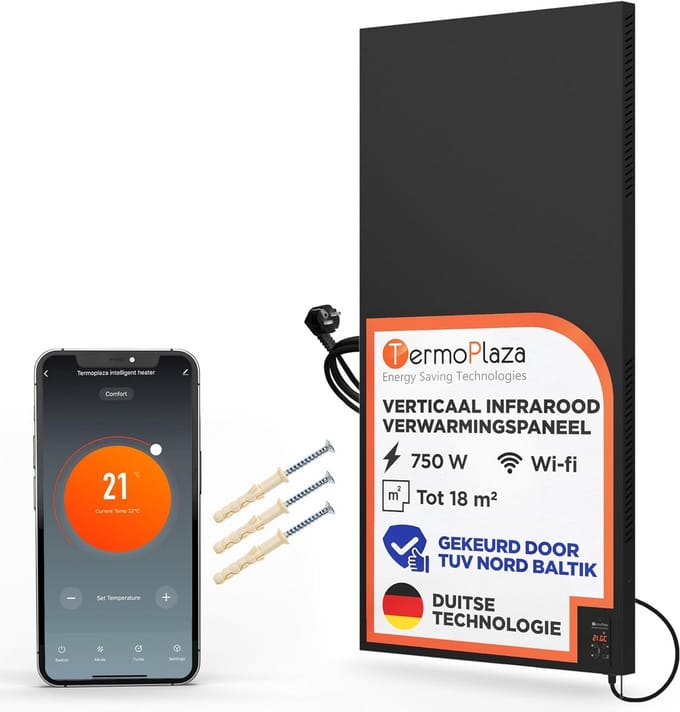 Staande Infrarood Verwarming 750W met Convector en WiFi - Energiebesparende Elektrische Kachel