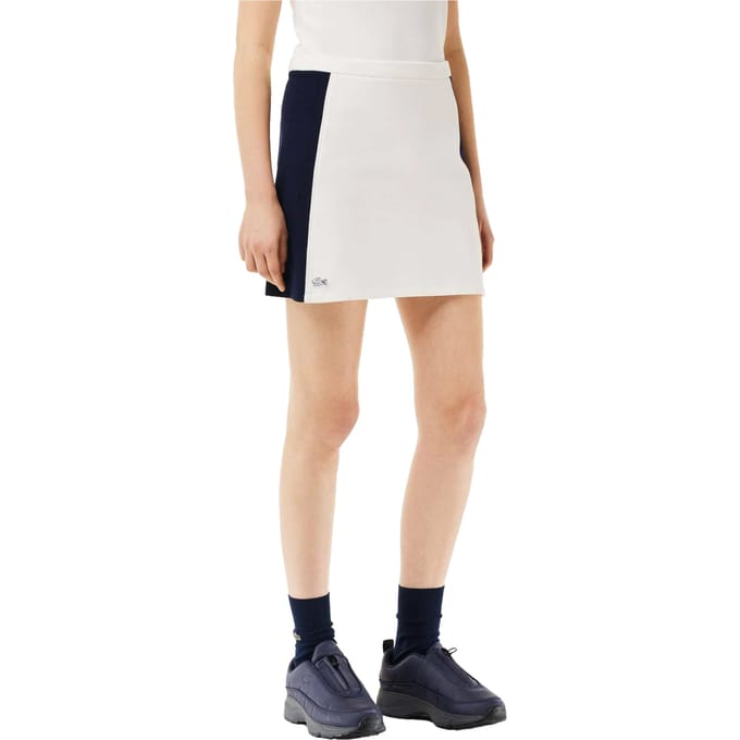 Lacoste Minirok van piqué met kleurblokken voor dames (Wit, Marine)