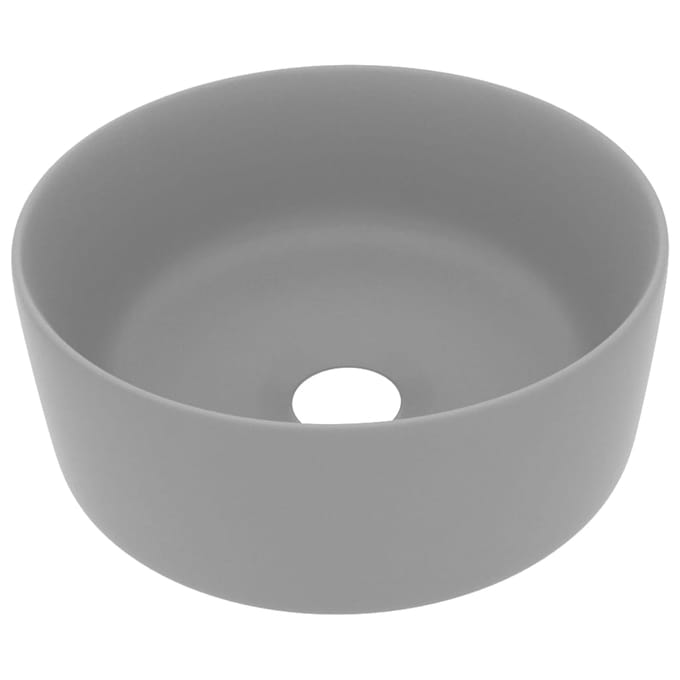 vidaXL - Wastafel - rond - 40x15 - cm - keramiek - mat - lichtgrijs
