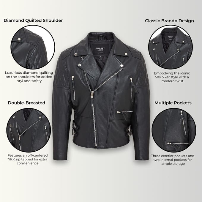 Heren koeienhuid lederen Brando bikerjack - Garland