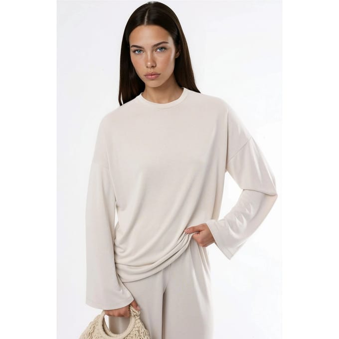 Ontspannen Pasvorm Crewneck Lange Mouwen Blouse