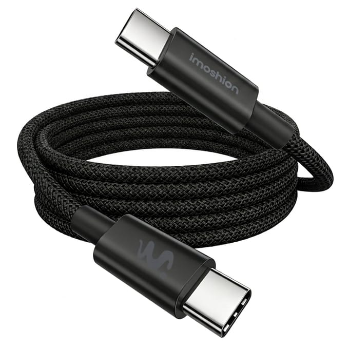 imoshion Braided USB-C naar USB-C kabel 100W - 1 meter - Zwart