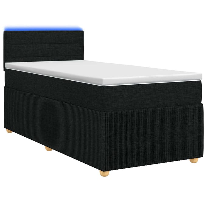 vidaXL - Boxspringbed - met - matras - met - hoofdeinde - Zwart - 100 - x - 200 - cm - Stof